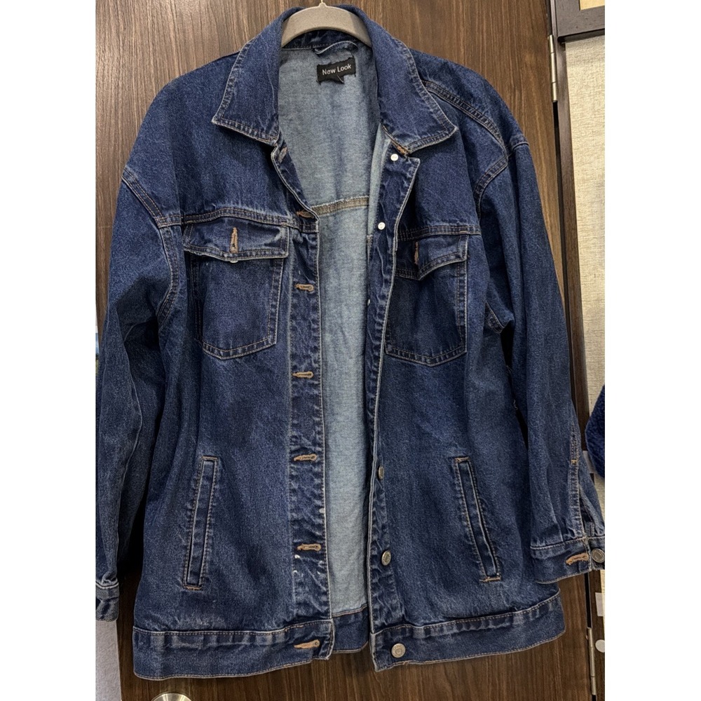 Ex Boyfriend Trucker Grunge Denim Jacket Lagen Ranch Cowgirl Meas. In Pics S - Picture 1 of 9